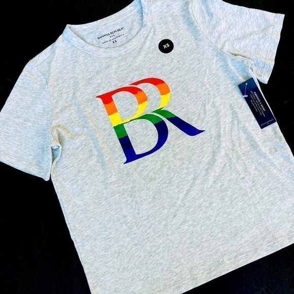 Banana Republic Pride Rainbow Logo T-Shirt XS - Picture 1 of 4